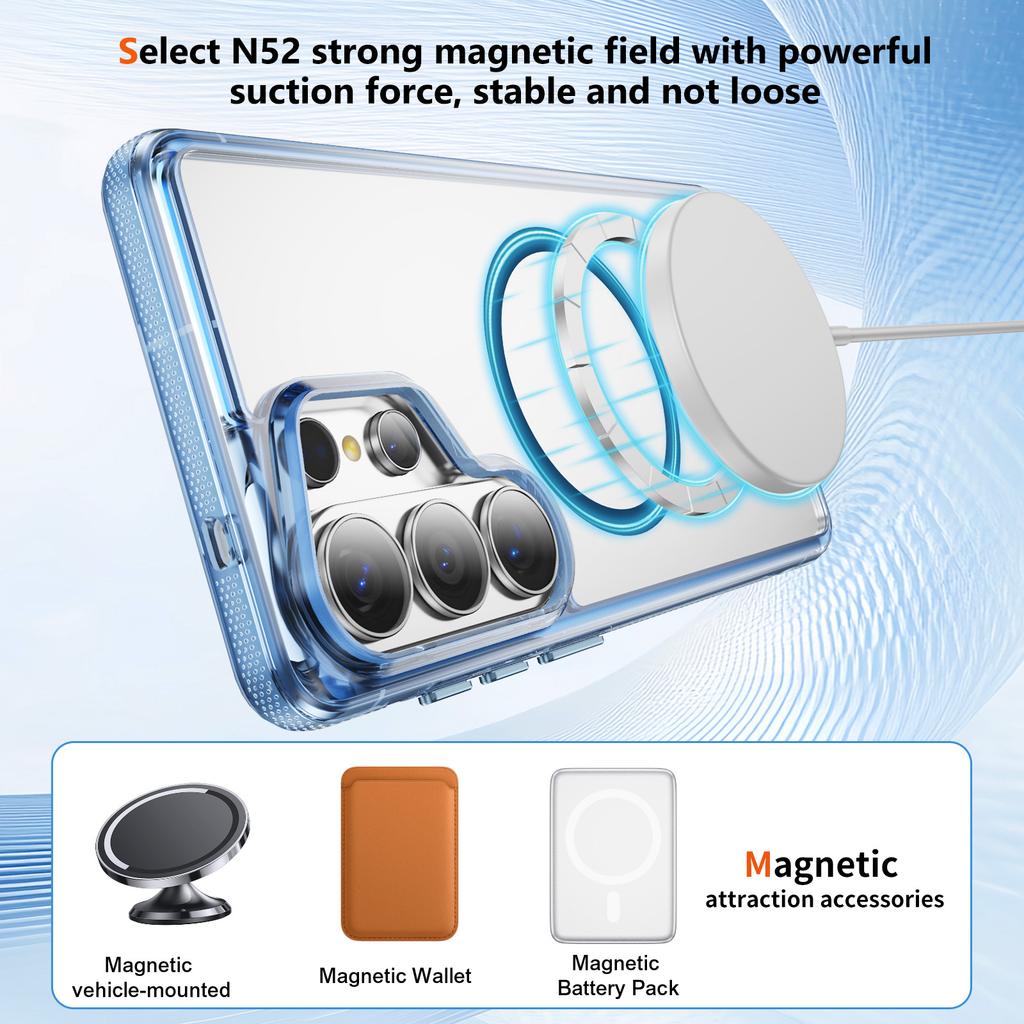 Upgrade Anti-drop Clear Magnetic Case For Samsung Galaxy S26Ultra S26 S2 S24 Plus For Wireless Charging Hard PC Cover