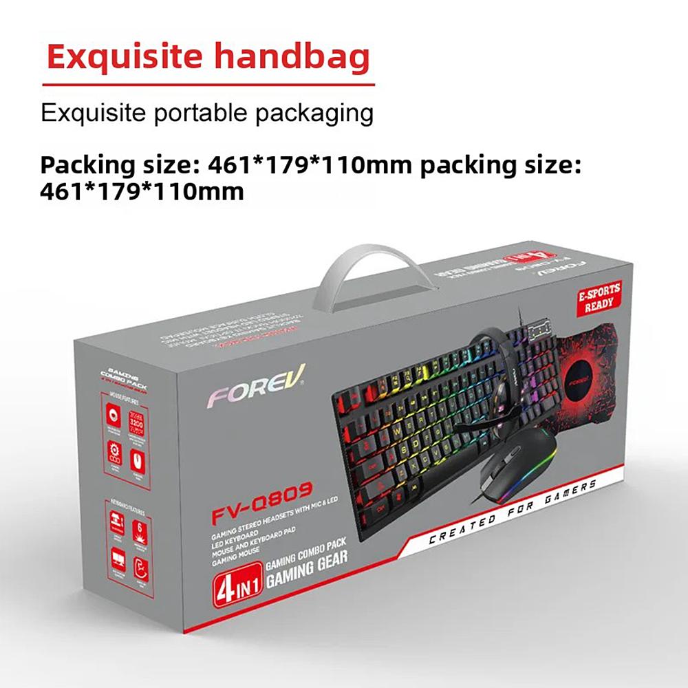LVKIDRON 4-in-1 Portable USB Wired Gaming Combo Set 104-Key Mechanical RGB Backlit Anti-Fall Ergonomic Mouse Mousepad Headphones