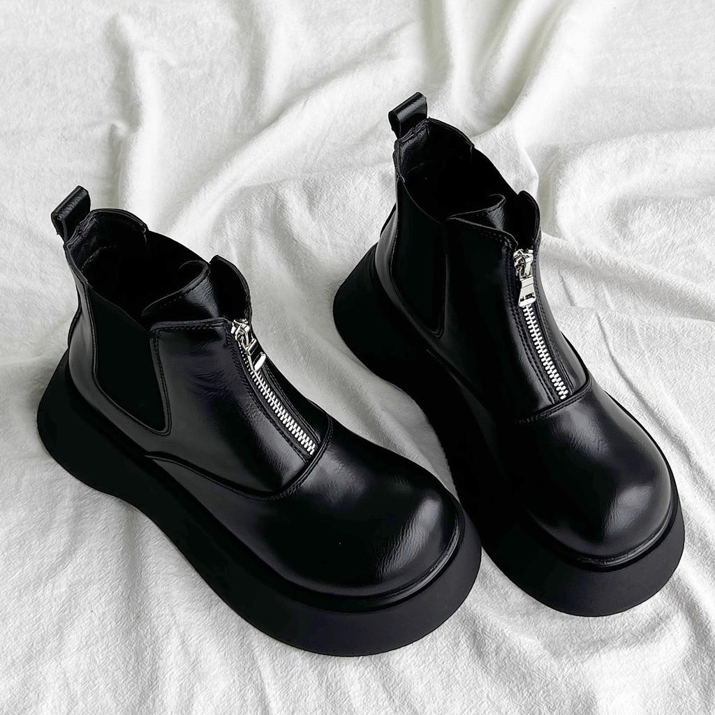 Thick-soled Martin boots women's new autumn and winter heightening short boots British style single boots Chelsea boots Ghost Emperor boots