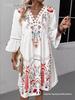 Women's Summer V-Neck Lace Patchwork Casual Printed Dress