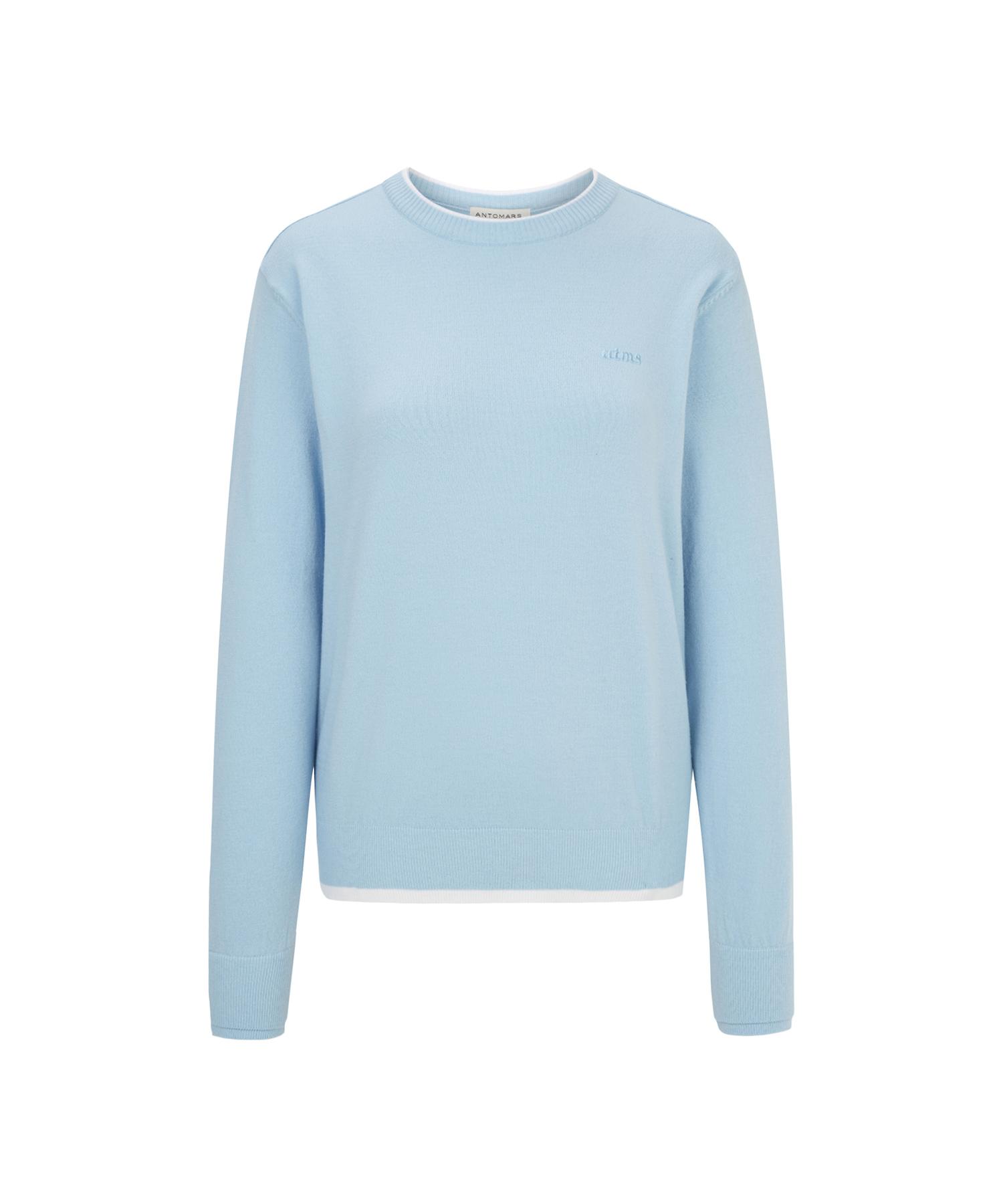 Antomas Spaceship Double Sleeve Round Neck Knit Women S - Sky Blue Xs