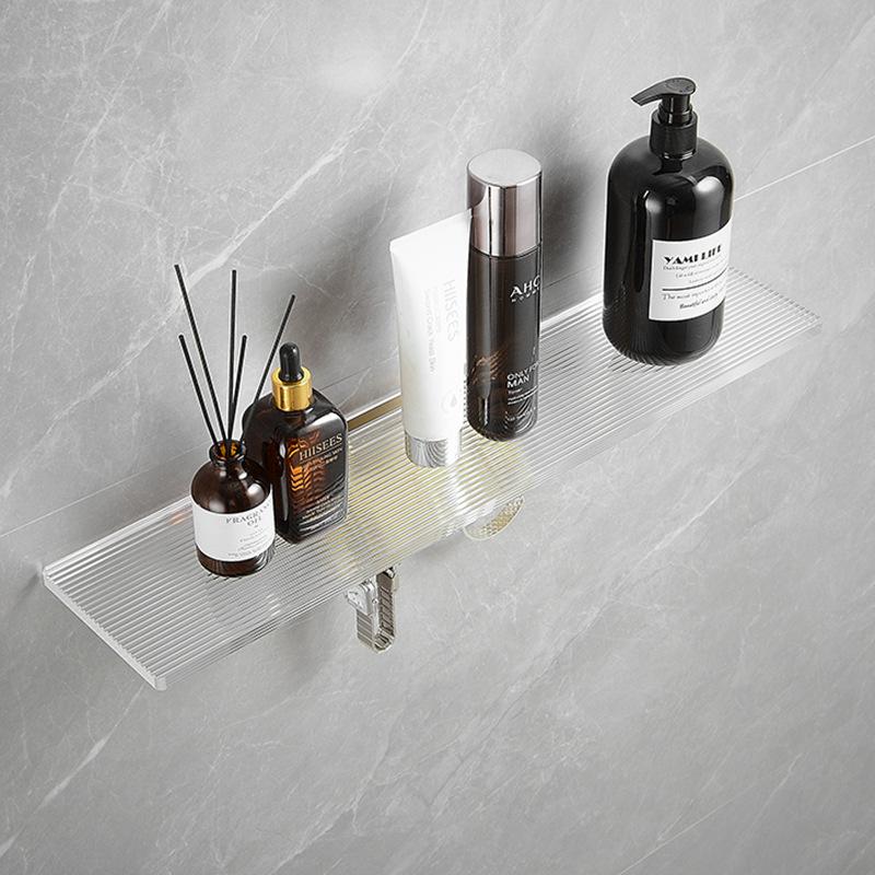 Acrylic Bathroom Shelf Brushed Gold/Black Wall Mounted Shower Rack Bathroom Hardware Dresser Storage Rack With Hook 50cm