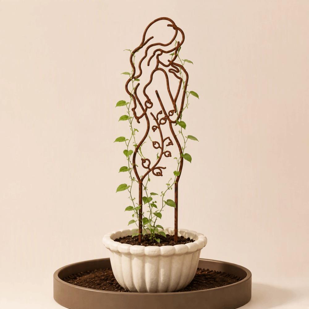 Mädchenförmige Pflanzenstütze Pfahl Ständer Wachstumsstütze Bonsai Fixierstab Blumenstütze
