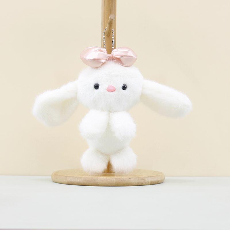 Playful Plush Bunny Keychain Doll Soft Toy With Bow In Beautiful Colors For All Ages
