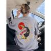 Tokyo Sunset Harajuku Koi Print Women Y2K Tee Shirts Casual Breathable T-Shirt Hip Hop Summer Woman Clothing Jogging