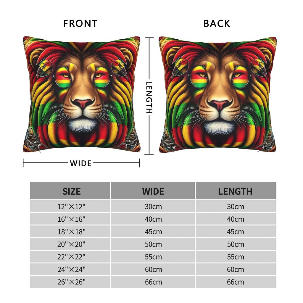 Lion Of Judah Rasta Colours Square Pillow Case Polyester Decorative Pillow Reggae  Funny Cushion Covers