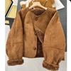 Fur One-piece Thickened Lamb Wool Suede Brown Jacket Jacket Women's Winter Small Man Wear Top