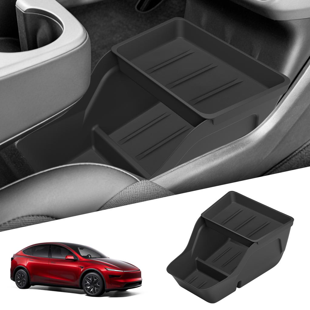 Smabee for Tesla Model Y Juniper Standard RWD 2025 2026 Full Wrap Upgrade Car Lower Center Console Storage Box ABS Black