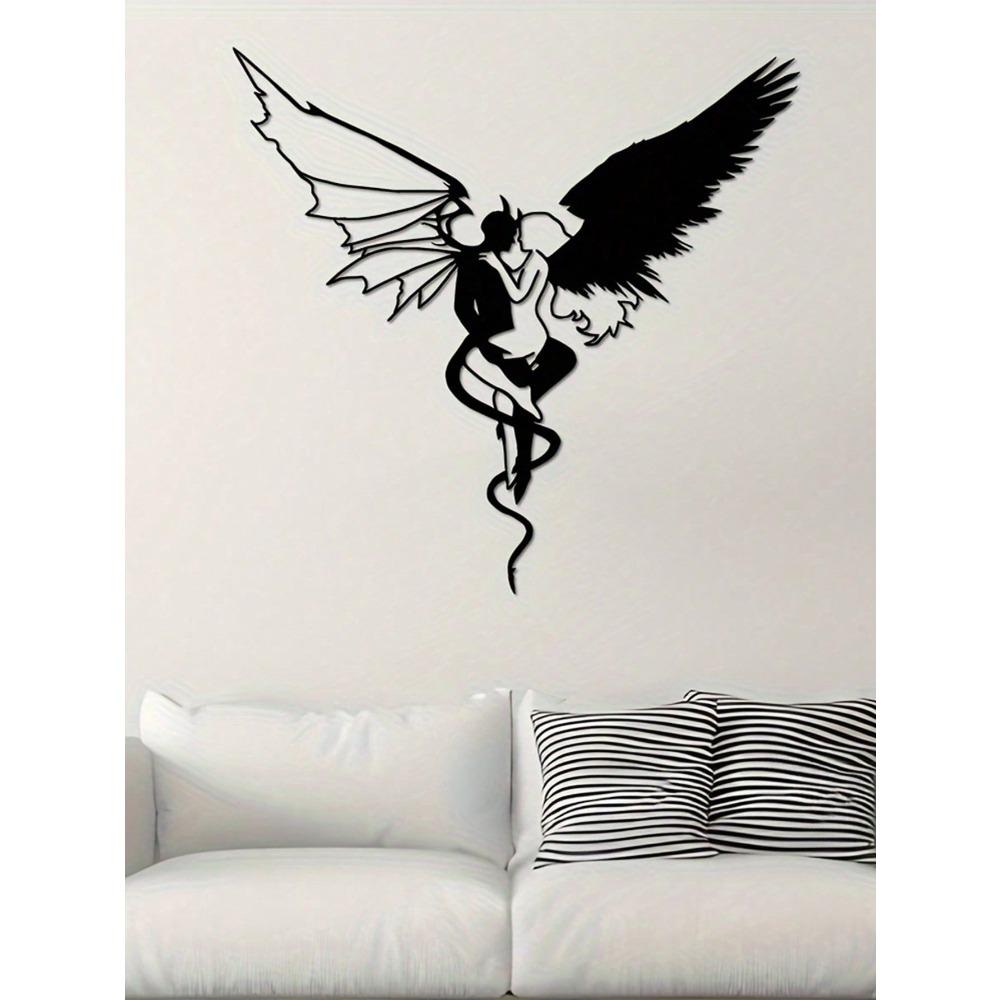 Wrought Iron Angel Devil Wall Decor Minimalist Home Art