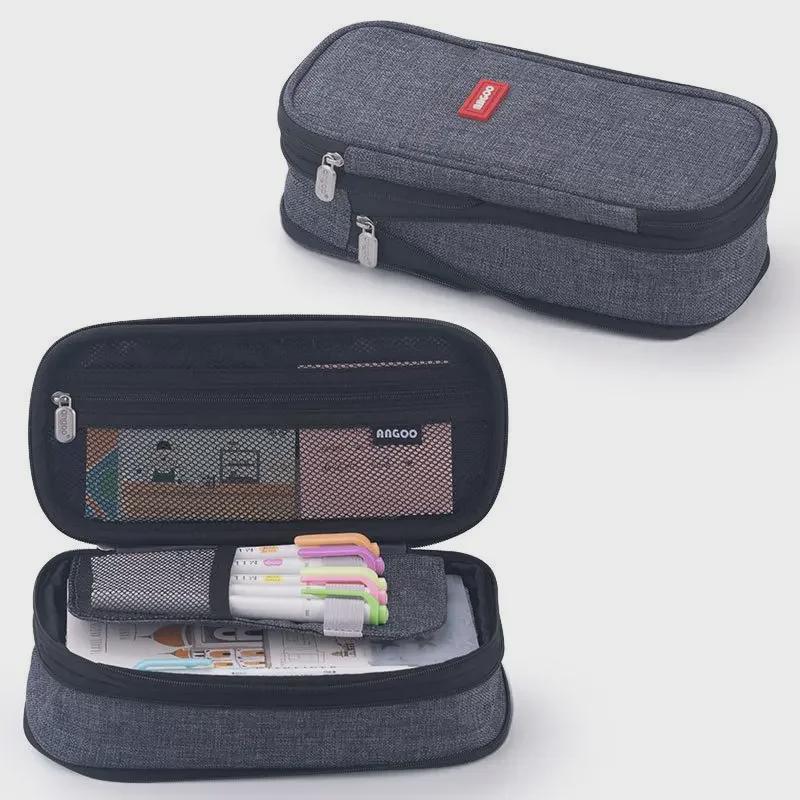 Double-Layer Macaron Composite Cloth Pencil Case with Large Capacity - Japanese & Korean Style, Multifunctional for Students