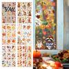 Removable Maple Leaf Decals 9 Sheets Fall Woodland Animals Window Clings, Autumn Pumpkin Autumnal Home Holiday Accents Squirrel Fox Rabbit Glass