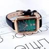 JW Mode-influencer Malachiet Textuur Leerband Quartz Horloge met Groot Wijzerplaat