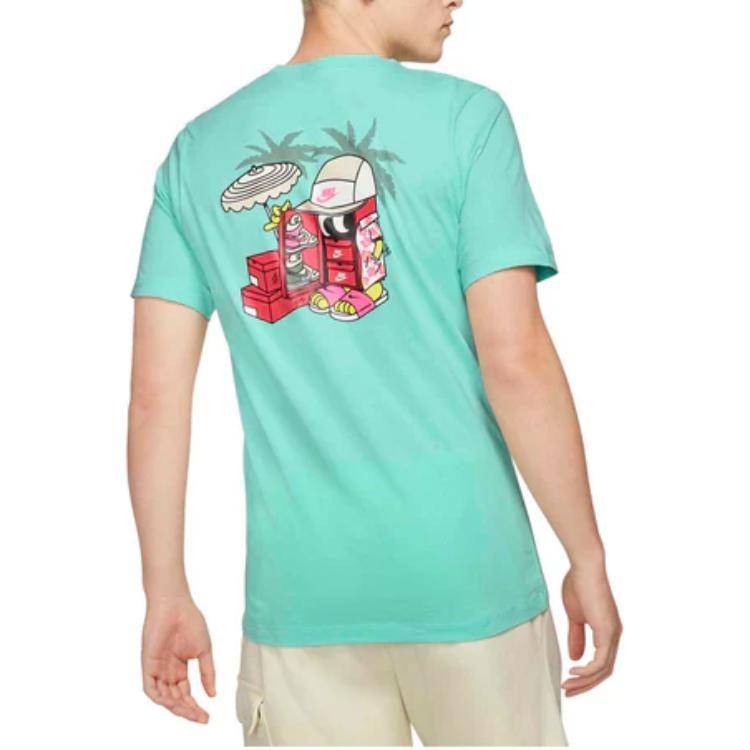 Nike T Shirts Men's Green Crew Neck Moderate Straight Fit DD1261-307