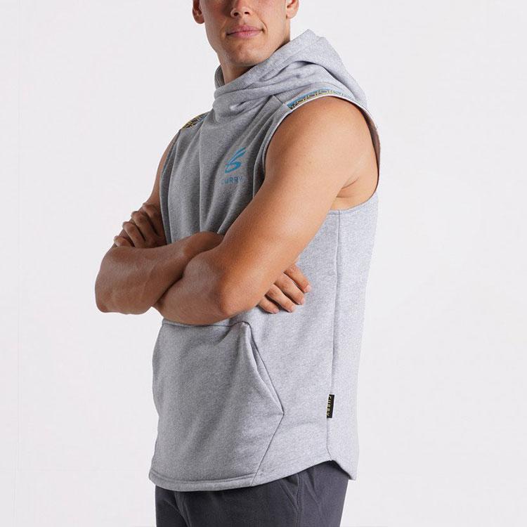 Under Armour Curry Series Fleece Casual Training Sports Running Sleeveless Hoodie Men tops Gray 1366637-011