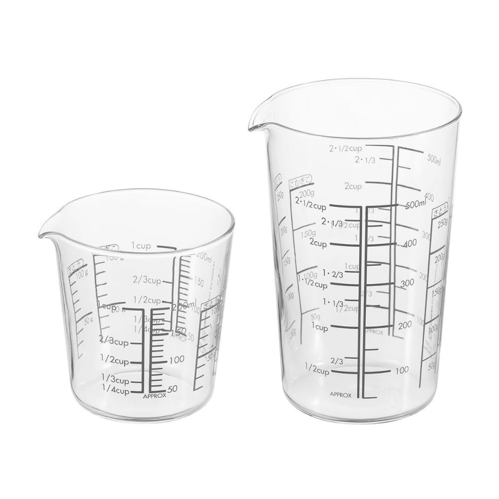

HARIO Glass Measuring Set of 2 Microwave and Dishwasher Made in Heat-Resistant Cups, (200mL/500mL), Safe, Japan, MJC-1324-GR-2P серый