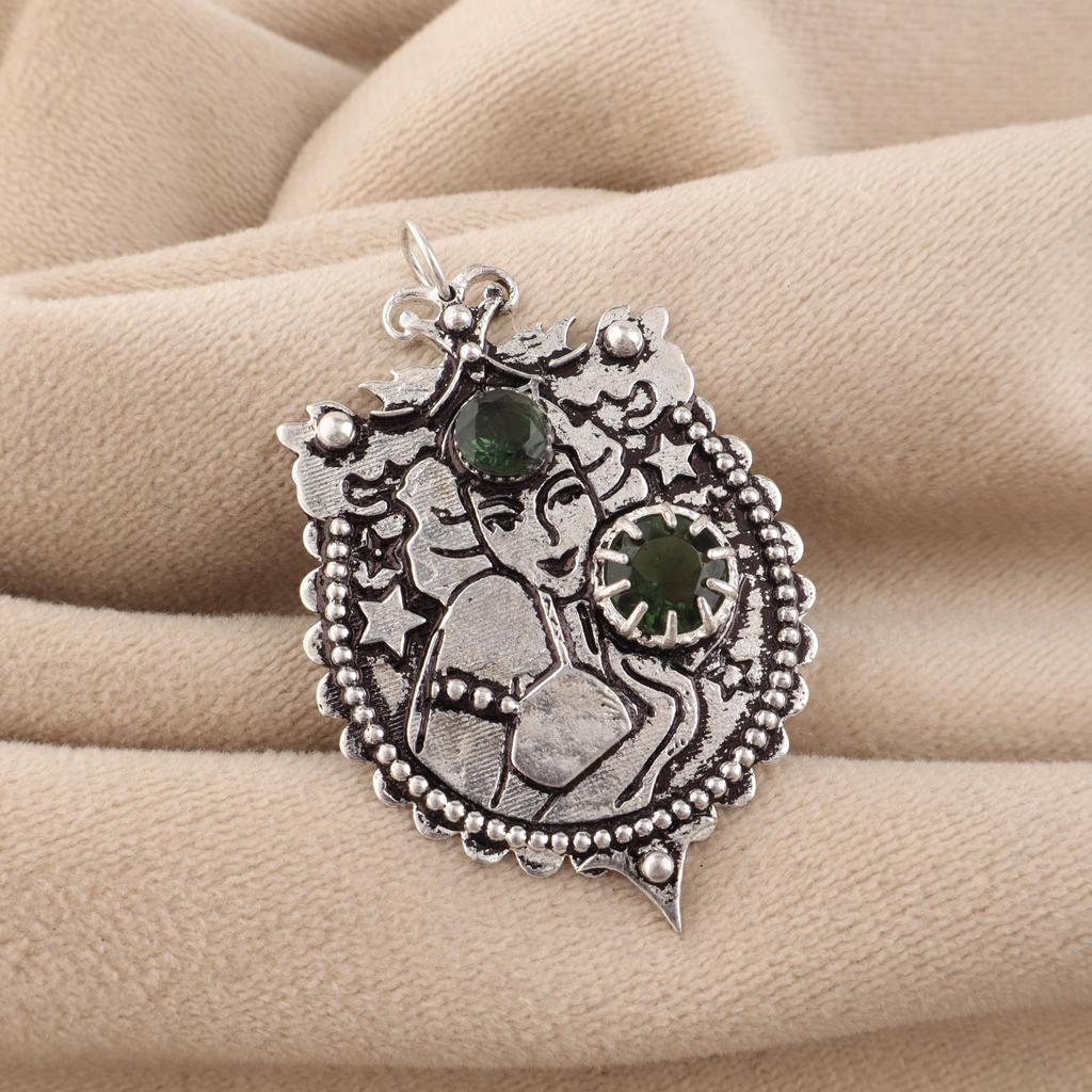 Green Tourmaline Gemstone 925 Sterling Silver Women Jewelry Partywear Pendant 1.9" Precious Gift For Wife CP-44-15
