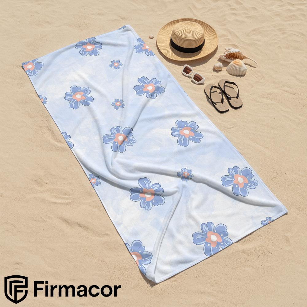 Pastel Blue Floral Cartoon Anime Beach Towel Microfiber Quick Dry Super Absorbent Soft Bath Towel for Kids Adults Travel
