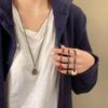 Fashion Metal Square Bag Shaped Pendant Necklaces for Women Men New Korean Style Casual Long Necklaces Daily Jewelry Accessories