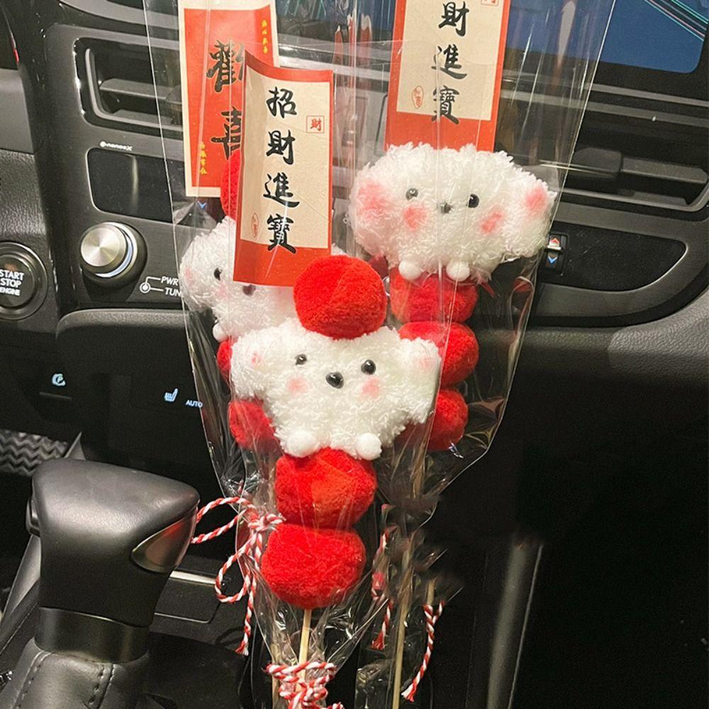 3pcs Cute Doll Bouquet Creative Diy Material Bag Plush Tomatoes on Sticks Valentine's Day