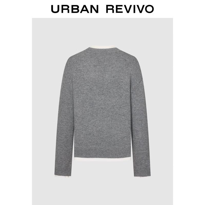 UR Women's Casual Color-block Faux Two-Piece Knit Sweater