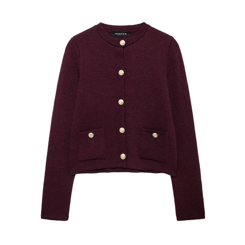 2025 Autumn/Winter New Arrival European & American Style Round Neck Long Sleeve Knit Cardigan