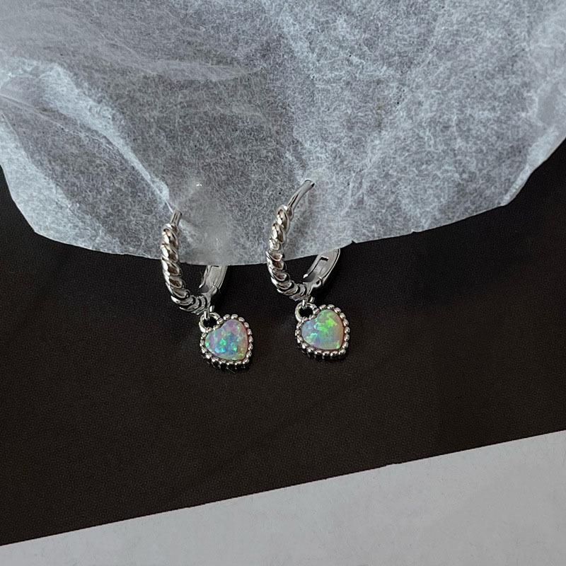 Moonstone Heart Pendant Ear Button