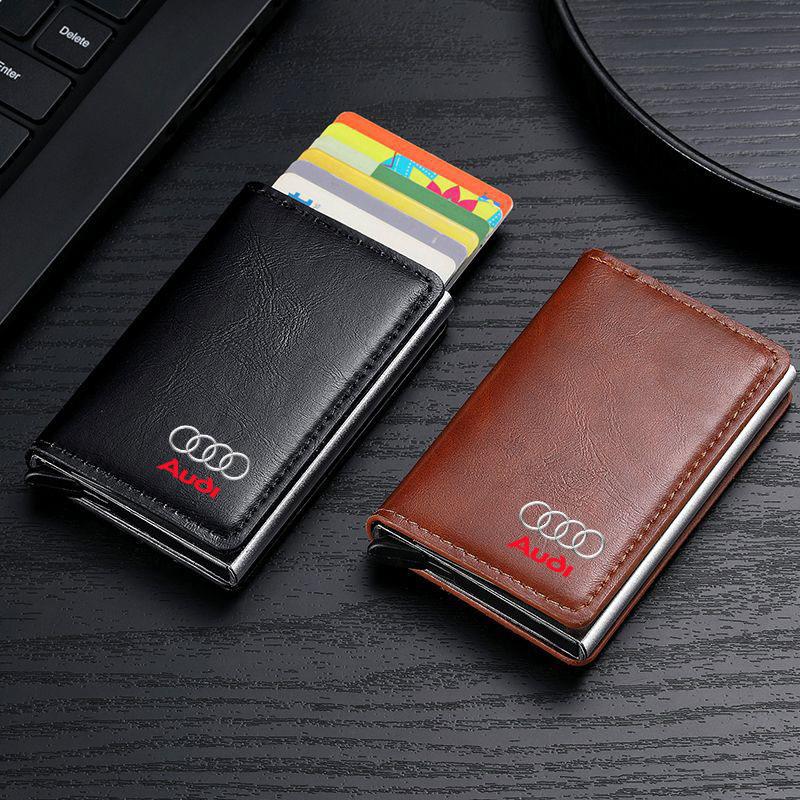 1Pcs ID Credit Card Holder Mini RFID Wallet Automatic Pop up Bank Card Case For Audi C7 C6 C5 B5 B6 B7 B8 B9 D3 Q3 Q5 Q7 TT A1 A3 A4 A5