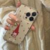 Cute Red Hat Cartoon Girl Polka Dot Clear Phone Case, Kawaii Aesthetic Shockproof Protective Cover for iPhone