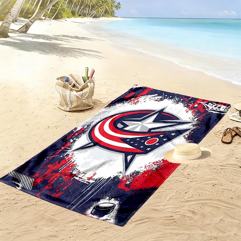 Columbus Blue Jackets Print Beach Towel, Large Soft Quick Dry Towel for Beach Camping Swimming