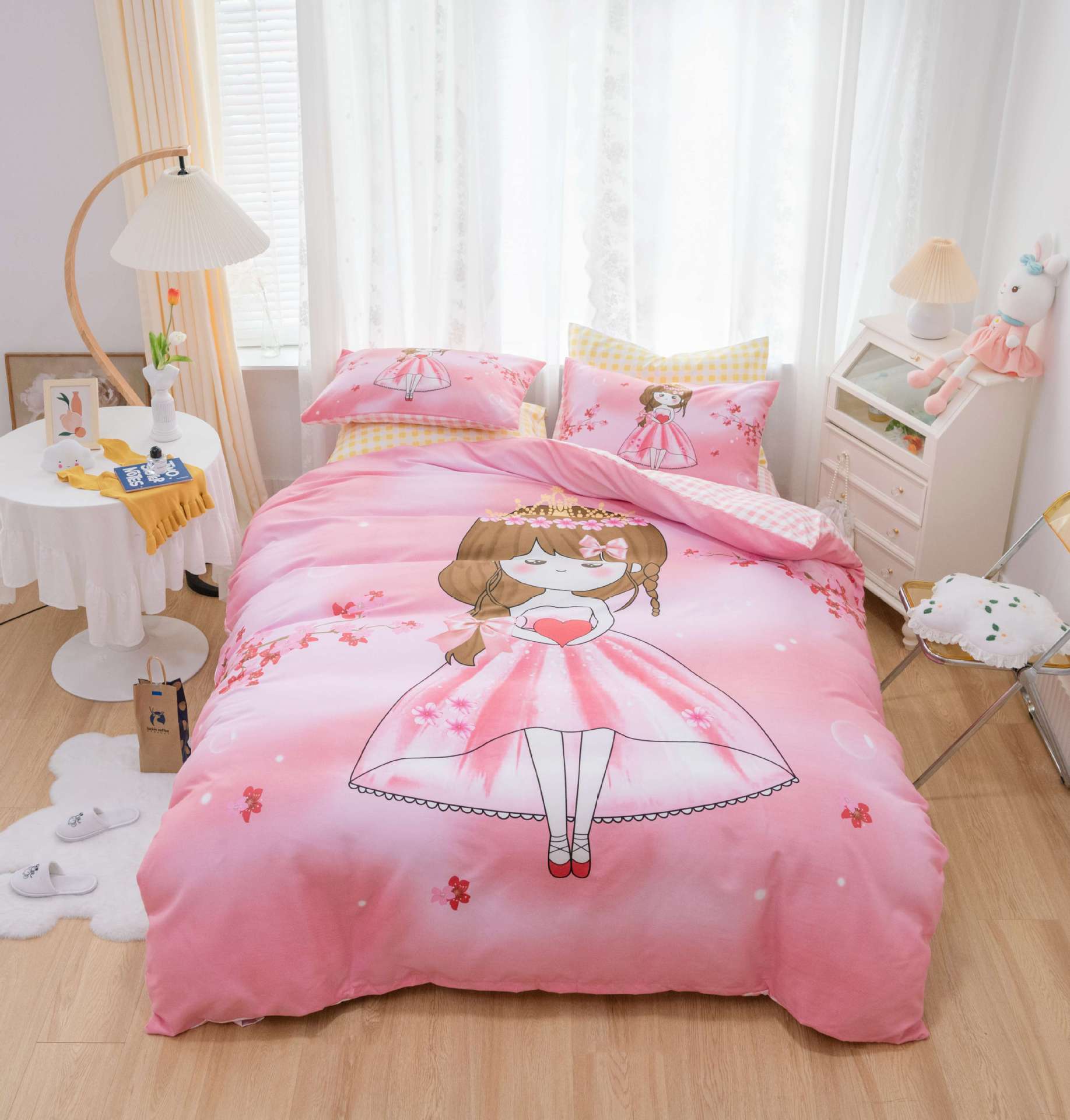 

3D печатный мультфильм Красивая девушка Постельное белье Девушка Комната Пух Пододеяльник Наволочка 2/3 шт. EU135 * 200 Супер большая кровать Мягкая молния Домашний текстиль Baby 100x135cm