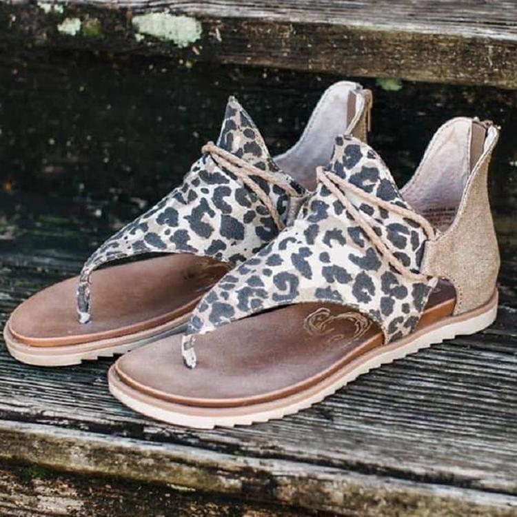 leopard print gladiator sandals