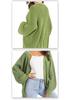 Women's V-Neck Lantern Sleeve Knitted Cardigan Sweater Coat - Single-Breasted Lazy Style