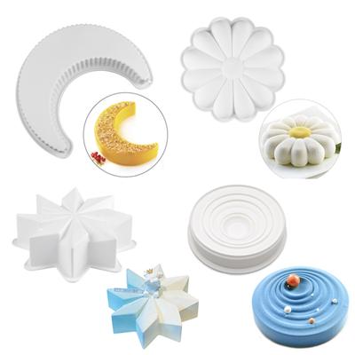 Geometria Luna Stella Stampo in Silicone per Cottura Fiore Amore Preparazione Torta Circolare Ondulato Candela Cioccolato Fondente Stampo Regalo di Compleanno