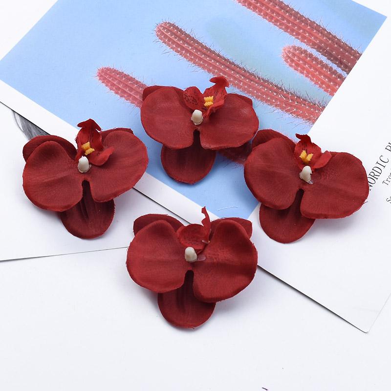 

Butterfly Orchid Silk Artificial Flower Wedding Decora Diy Gifts Box Scrapbooking Outdoor Garden Home Vase Table Wreath Hairpin 10 Pcs