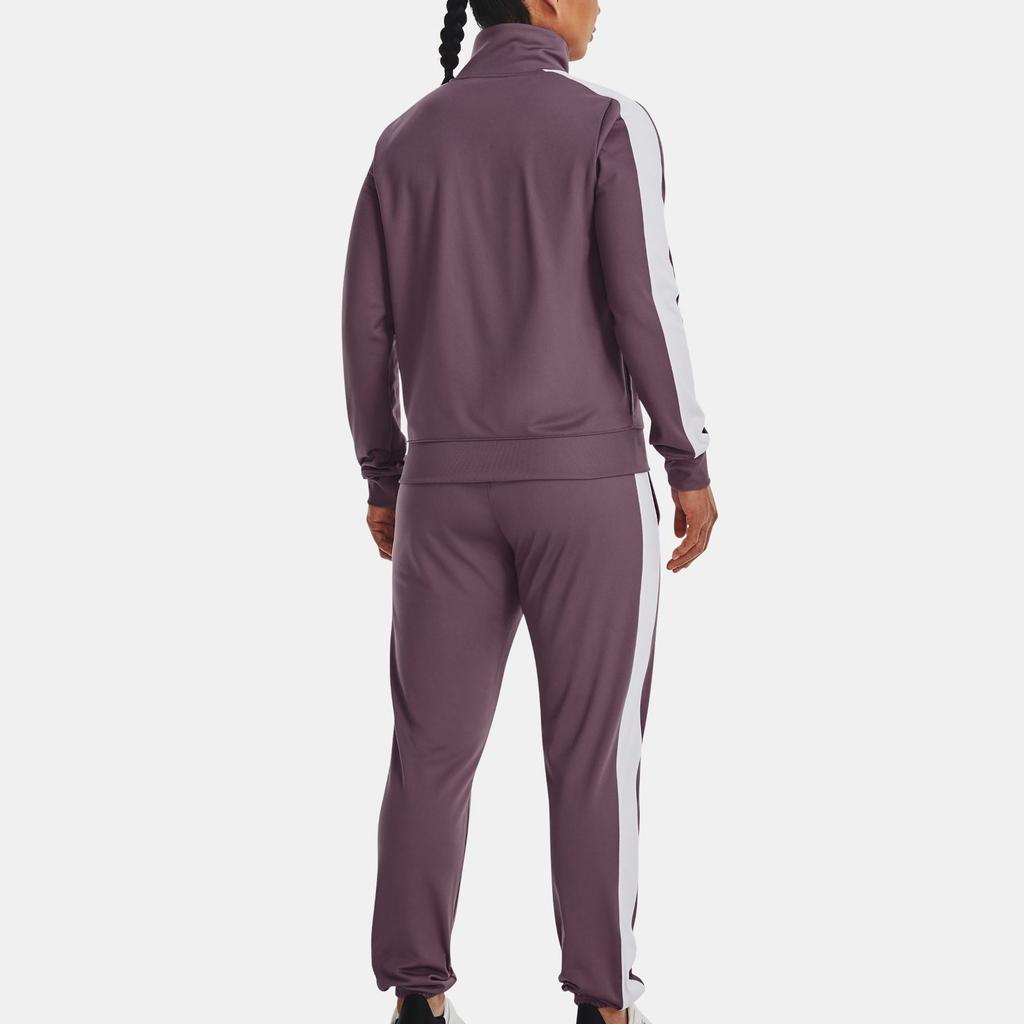 Under Armour Logo Printed Striped Stand Collar Long Sleeve Jacket With Drawstring Mid Waist Casual Set Women Sets Purple 1365147-500