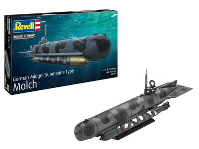 Revell 1/72 Scale German Midget Submarine U-Boat Type Molch Plastic Model 05187 (Submarine)