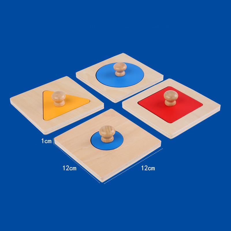 Montessori Wooden Shape Hand Grasping Board Toy Infant Childhood Education Teaching Aid Puzzle Montessori Geometric Figure Panel