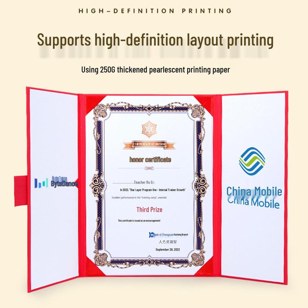 2026 Year of the Horse Custom A4 Tri-fold Award Certificate Holder for Excellent Employee