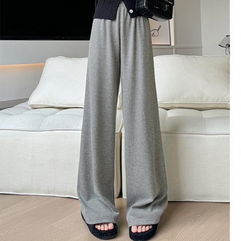 Velvet Wide-leg Pants for Women's Sniffing Autumn and Winter New Loose High Waist Draping Straight Pants Cashmere Narrow Version Casual Pants