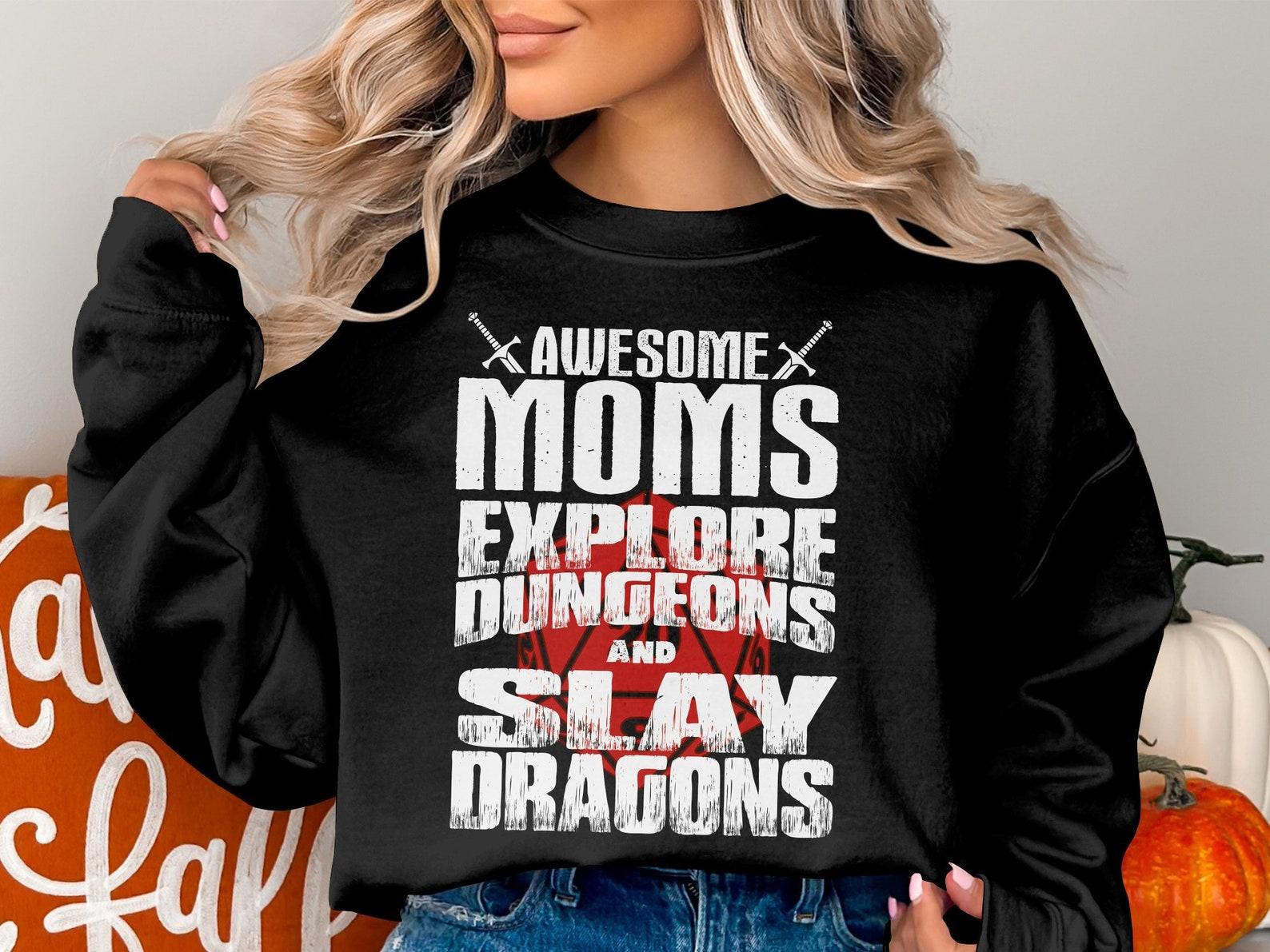 Awesome Moms Dungeons Tabletop RPG Roleplaying Dragons D20 Shirt for D&D Fans DND Gamer T-Shirt 3XL