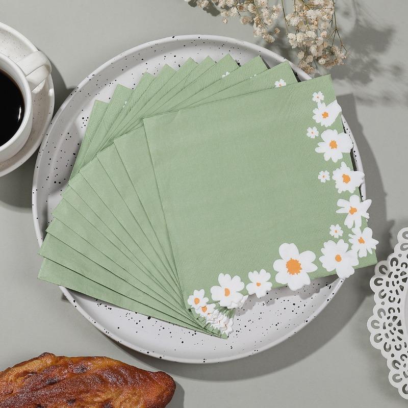 20Pcs Sweet Daisy Flower Napkins Disposable Paper Tissues Towel for Mother's Day Baby Shower Wedding Party Decoration Tableware