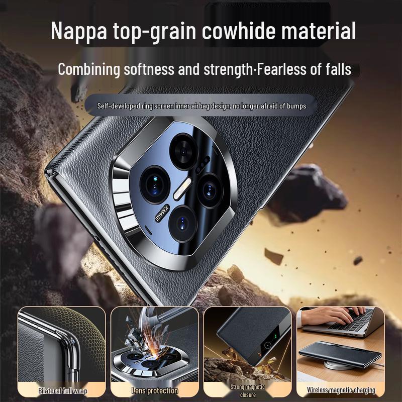 TWICEVERSE Genuine Leather Flip Case for Huawei Mate X7 / X7 Collector's Edition