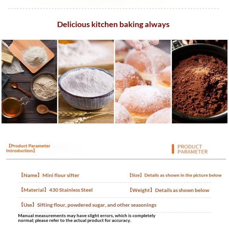 Setaccio per Farina per Dolci, Shaker/Spolverino per Farina o Zucchero a Velo con Manico, Strumenti per Dolci in Acciaio Inossidabile, Setaccio per Spolverare la Farina