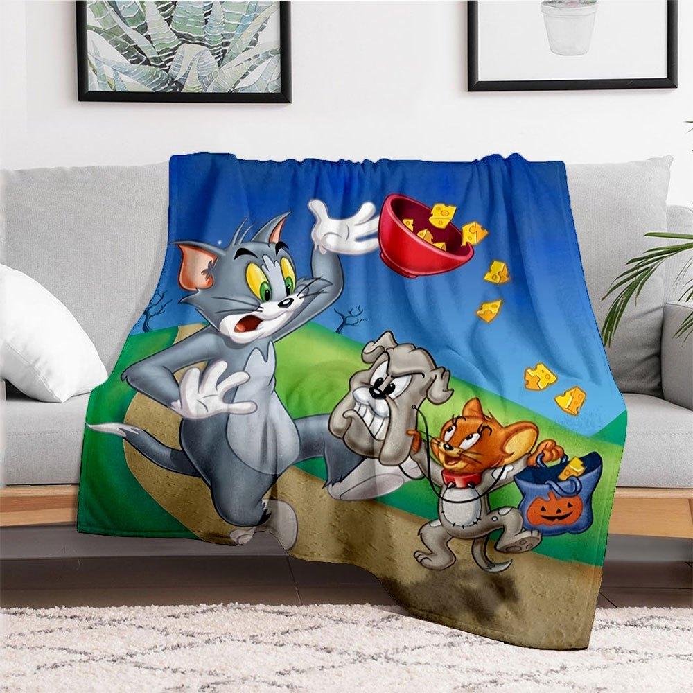 Tom & Jerry Halloween Party PosterBlanket Flannel Throw Blanket for Sofa, Bed, Travel, Camping, Office