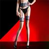 Sexy Women Stripe Bandage Stockings Lace Waist Stockings 3D Thin Oil Glossy Shiny Maid Pantyhose Sexy Garter Stockings