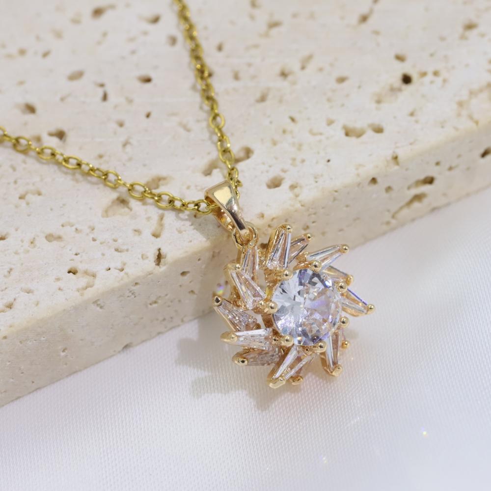 

Simple Sunflower Pendant Necklaces for Women Fashion Zirconia Necklace Wedding Party Jewelry Accessories белый