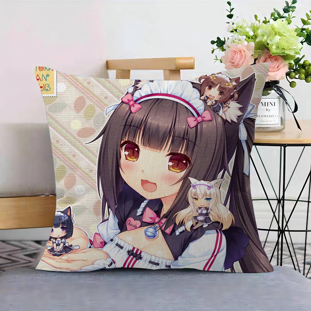 Cartoon Nekopara Classic Vintage Personalized Pillow Dust Cover Bedroom Kids Party Decoration Pillowcase Birthday Children Gift