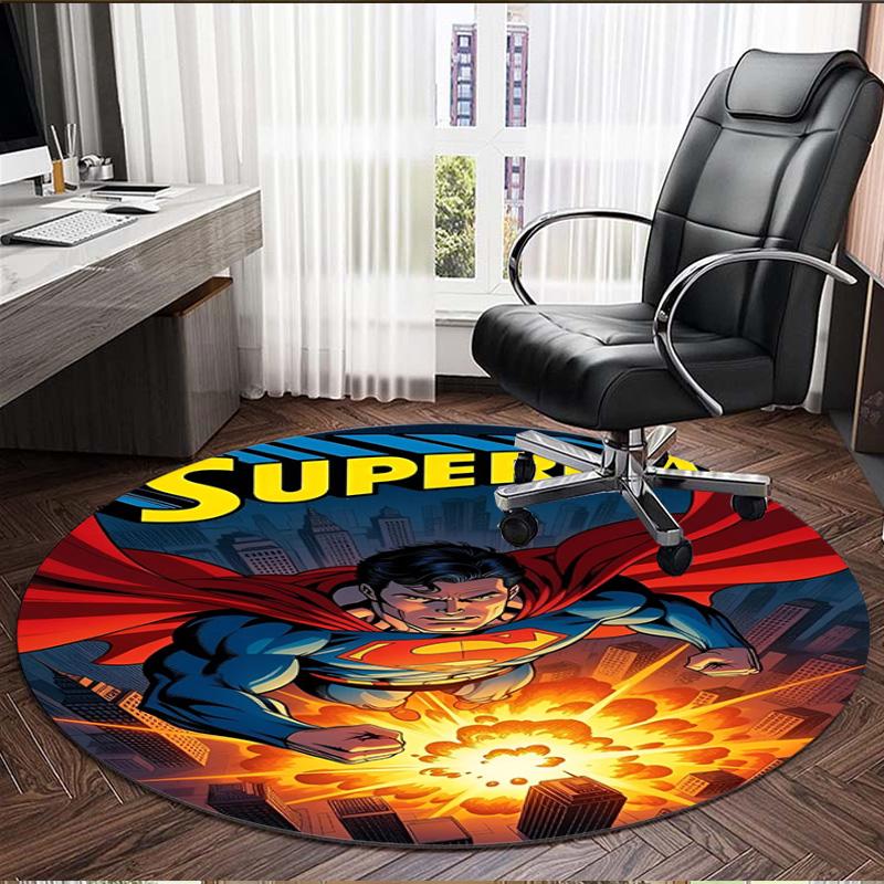 Superman Print Round Rug, Washable Floor Carpet, For Entryway Dorm Laundry Room Office Study, Home Decor Birthday Christmas Gift