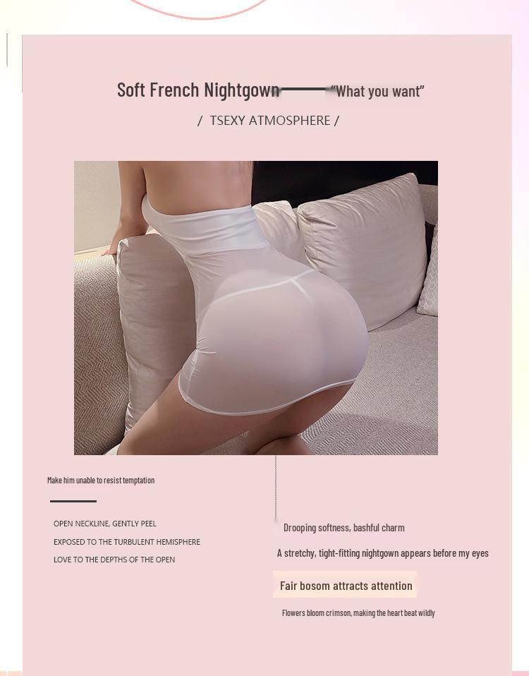 Long Night Sexy Transparent Bodycon Dress: Streamlined See-Through Hip-Hugging Lingerie for Nightclub 1101