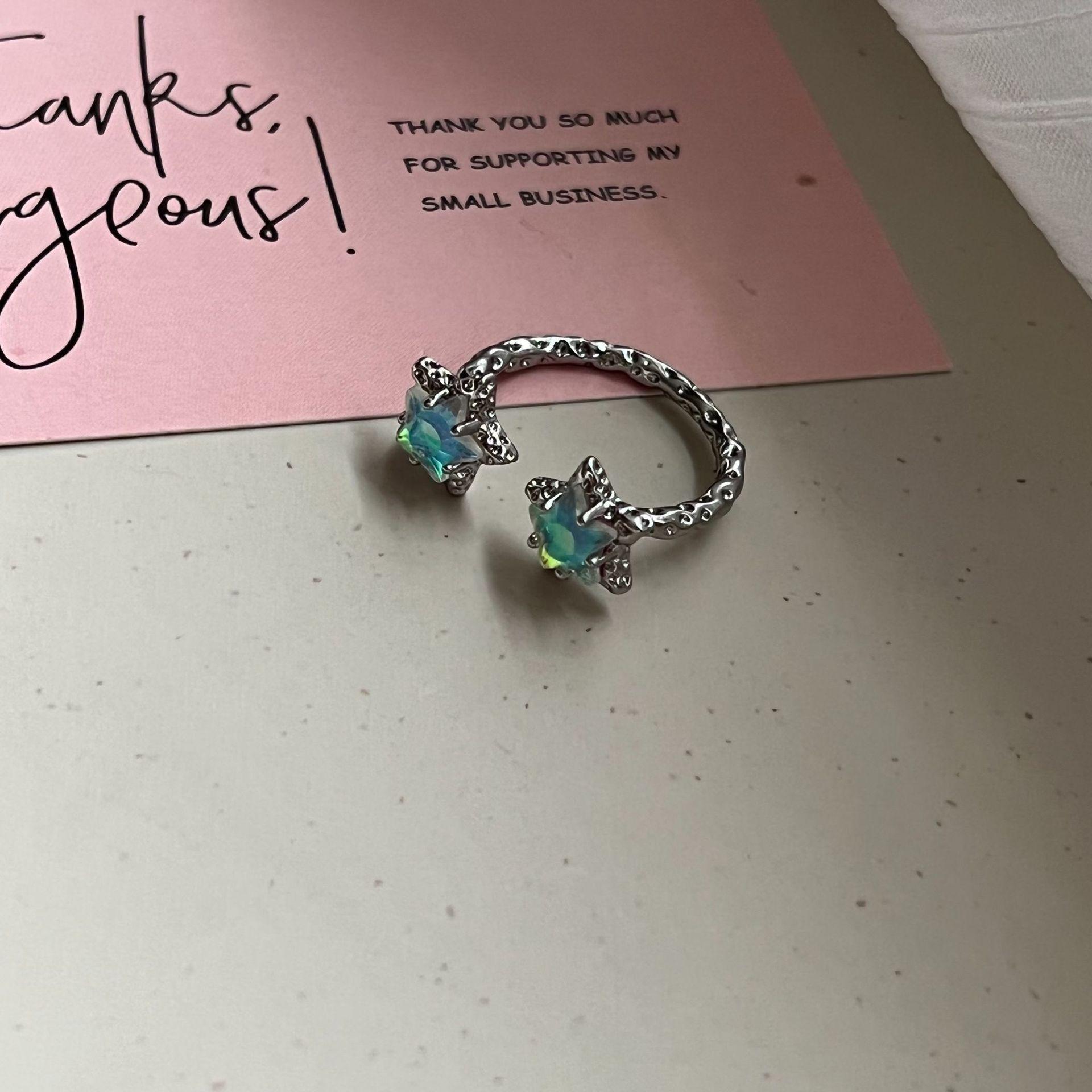 

Y2K Kpop Lucky Star Ring Adjustable Irregular Geometric Punk Retro Women Crystal Ring Set Fashion Girls Aesthetic Jewelry